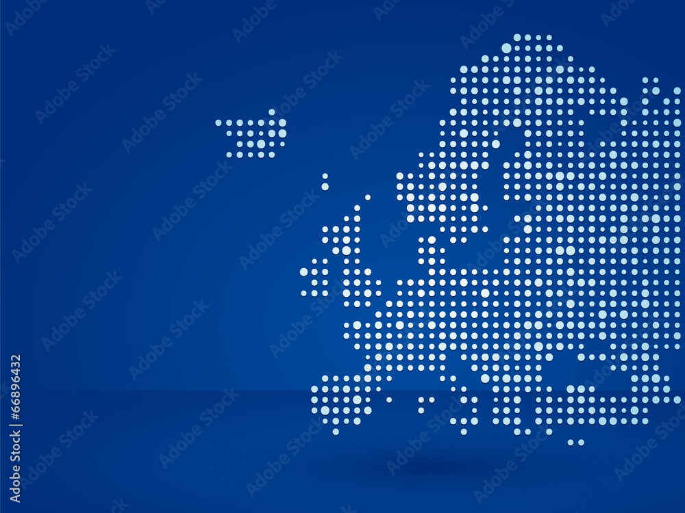 map of Europe on blue background
