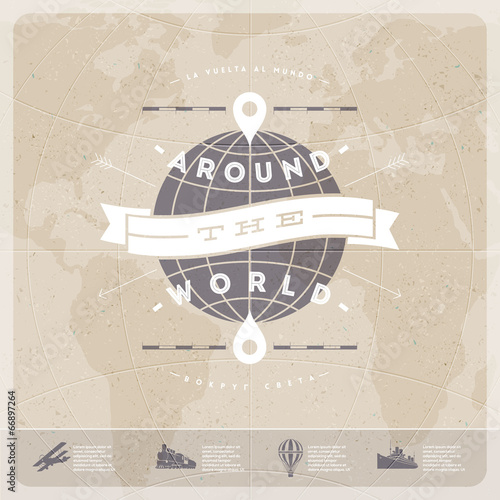 Around the world - travel vintage type design