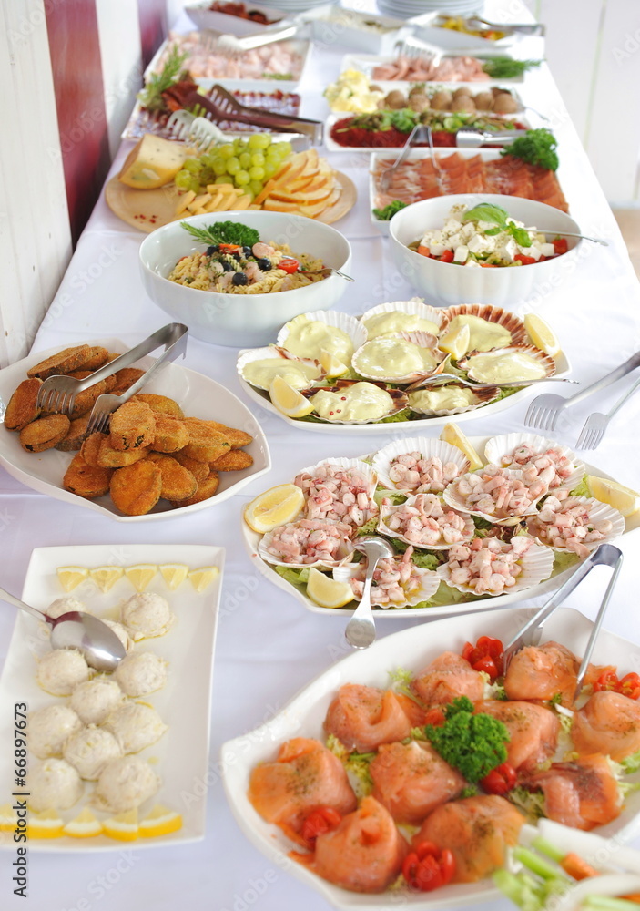 Table with catering food