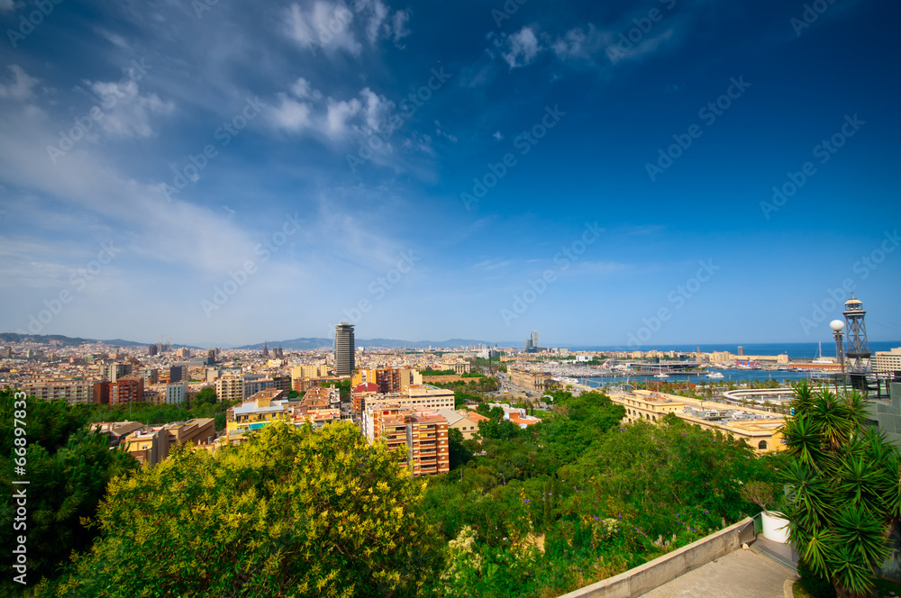 Aerial view of Barcelona from Montjuic hill