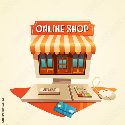 Online shopping concept. Vector illustration.
