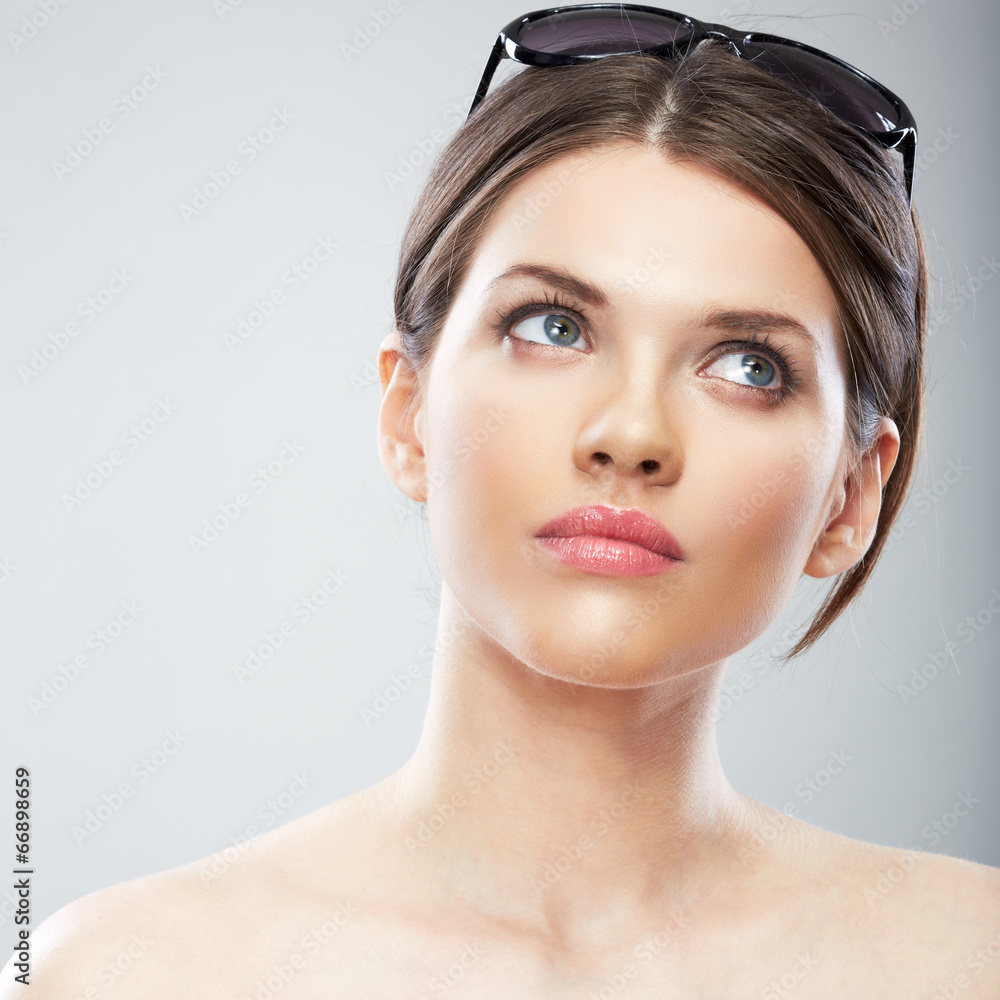 Beautiful young woman beauty close up face portrait