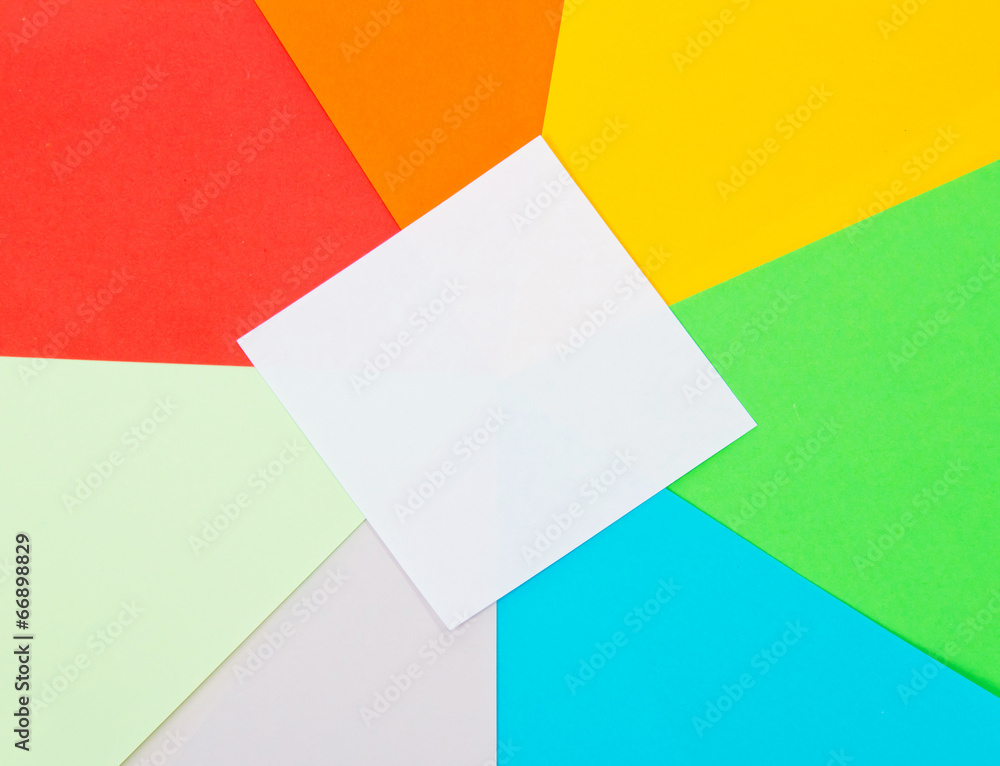 Color sheets of paper and white card