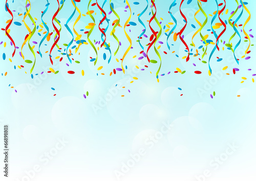 Color party ribbons on sky background