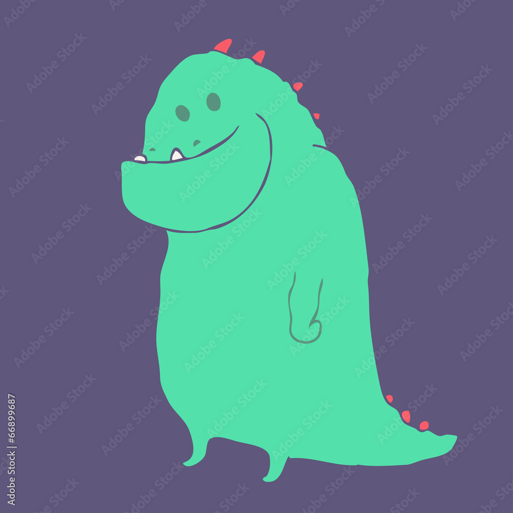Obraz premium cute dinosaur, vector illustration, hand drawn