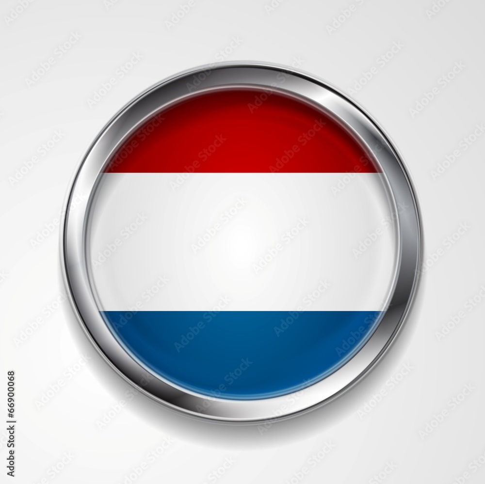 Abstract button with metallic frame. Netherlands flag Abstract button with metallic frame. Netherlands flag