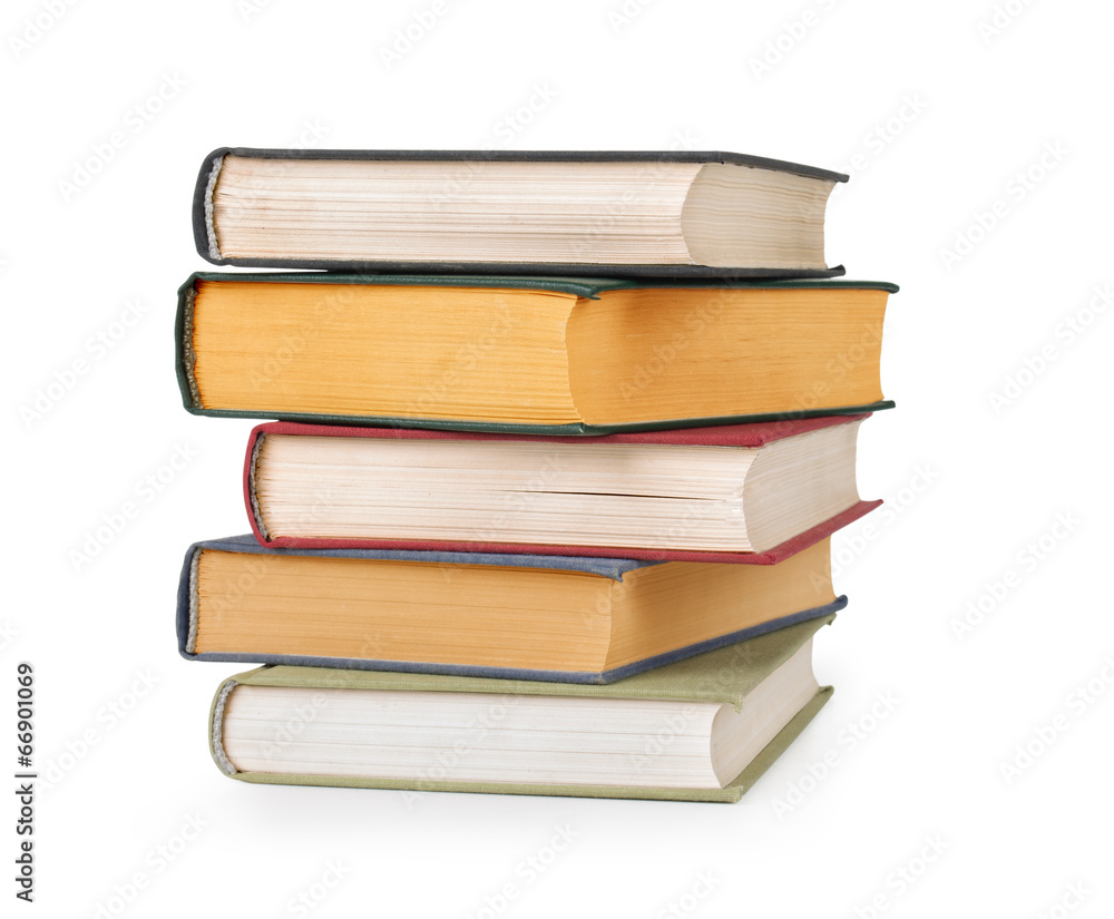 Old colorful books isolated on white background Old colorful books isolated on white background