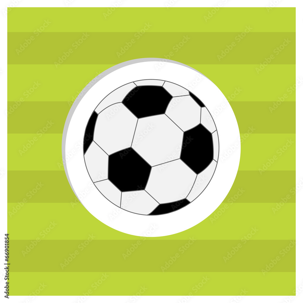 Football soccer ball icon on green grass field background. Flat Football soccer ball icon on green grass field background. Flat