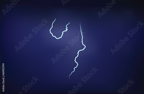 Realistic vector thunder lighting on the dark sky