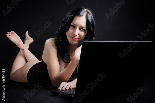 Attractive Woman With Laptop