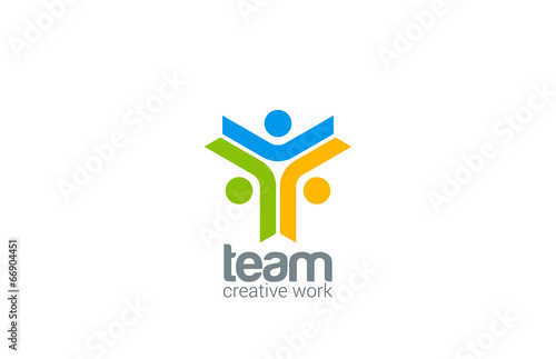 Team work vector logo design. Internet teamwork concept