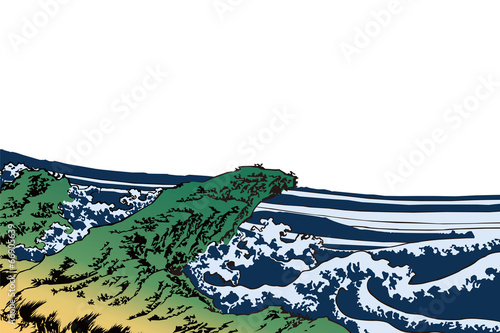 葛飾北斎　富嶽三十六景 甲州石班澤のイラスト