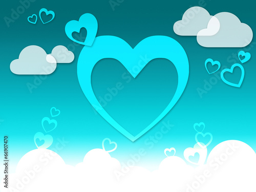 Hearts And Clouds Background Means Romantic Feeling Or Passionat photo