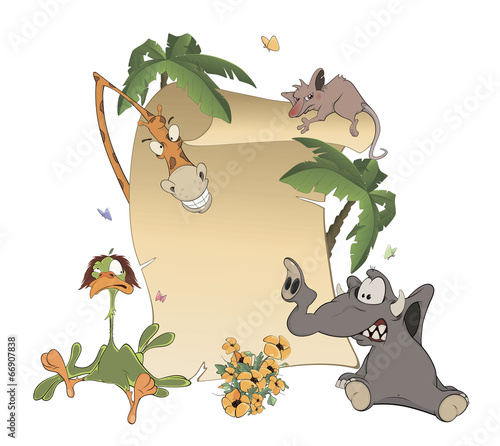 Animals With Blank Sign Board cartoon