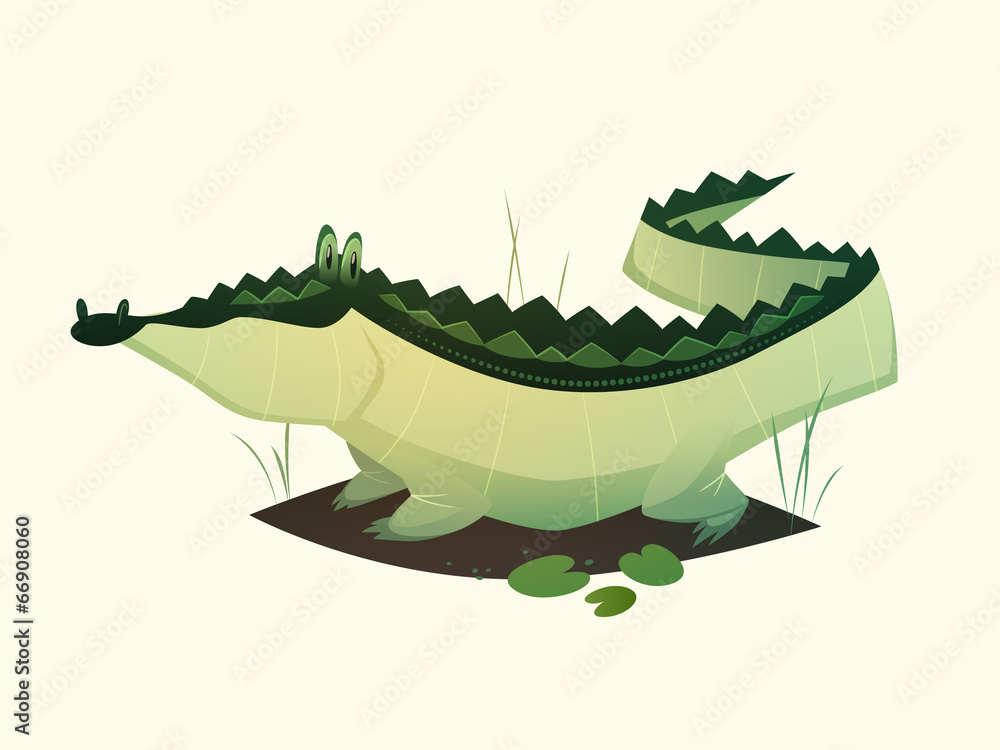 Naklejka premium Alligator character. Cartoon vector illustration.
