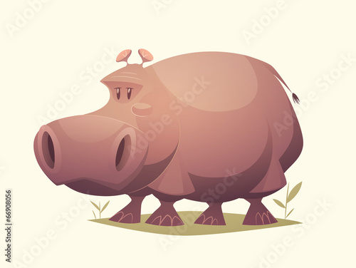 Hippo character. Cartoon vector illustration.
