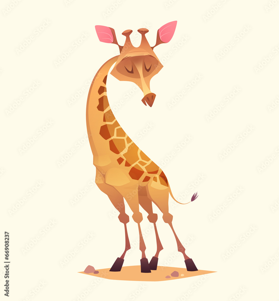 Naklejka premium Giraffe character. Cartoon vector illustration.
