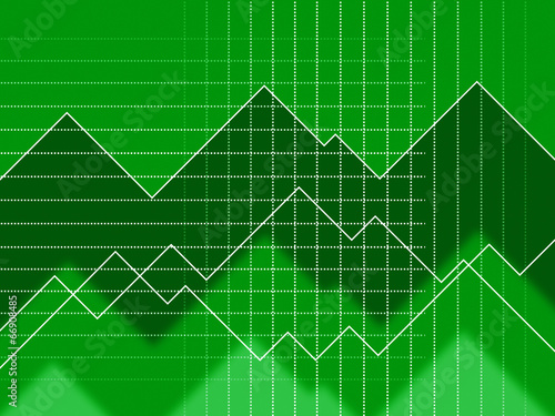 Green Spikes Background Means Grid Zigzags And Data.