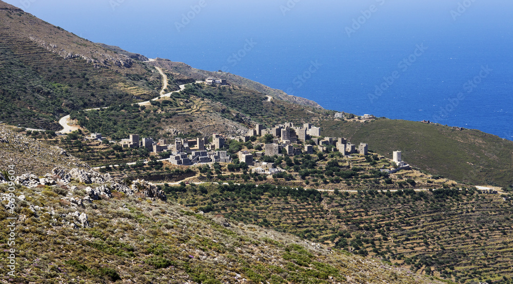 Typical village with tower in Peloponnese