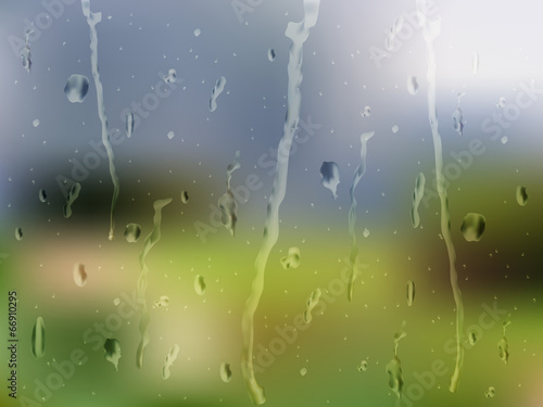 Summer rainy window - vector illustration