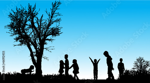Vector silhouette of children.