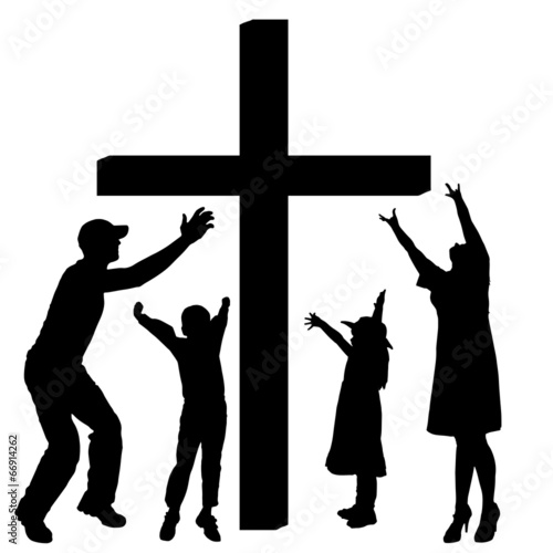 Vector silhouettes of family.