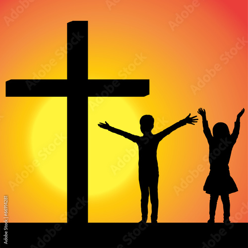 Vector silhouettes of children.