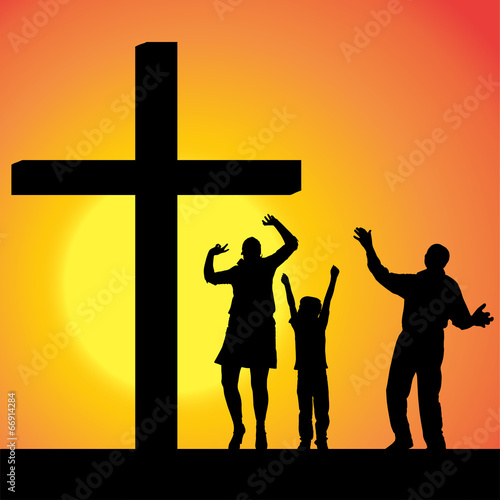 Vector silhouettes of family.
