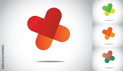 heart protection medical health plus symbol icon concept art