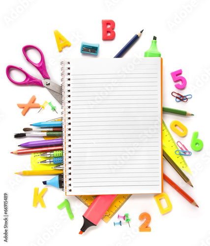 Notebook with stationary objects