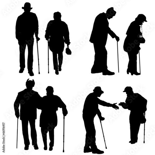 Vector silhouette of old people.