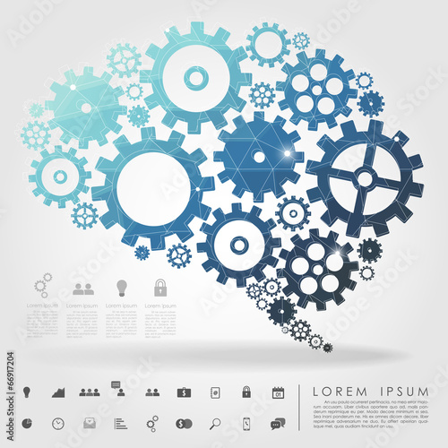 brain gear polygon with business icon