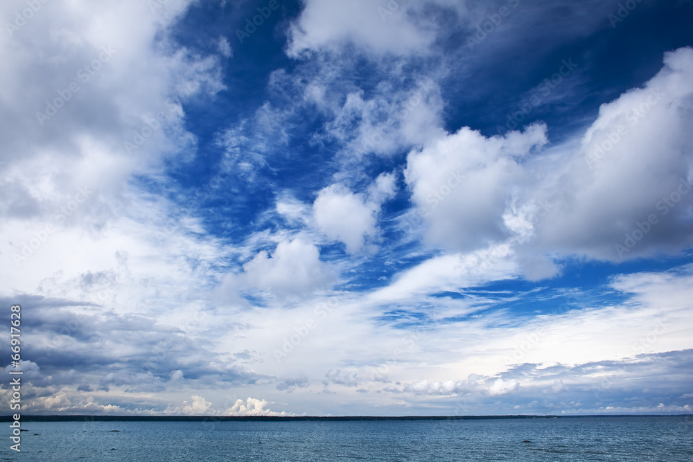 Blue sky with clouds at the sea