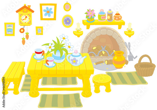 Old kitchen interior's objects