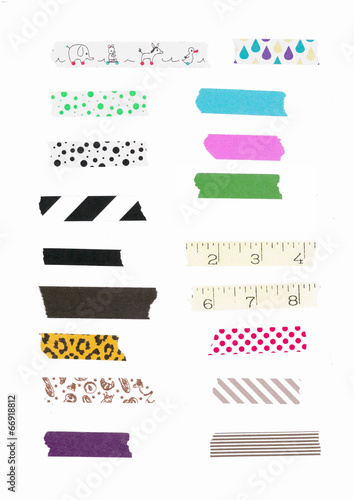Wallpaper Mural Washi tape, masking tape pieces isolated. Torontodigital.ca