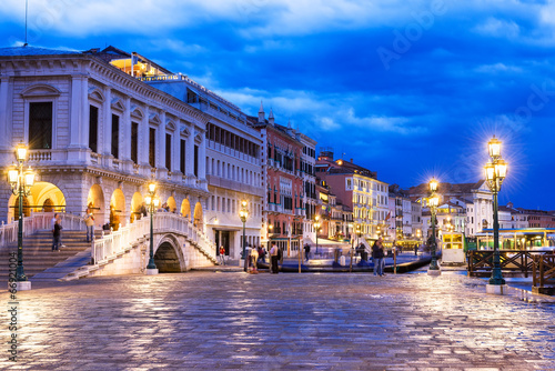 Night view of seafront of San Marco square in Venice, Italy