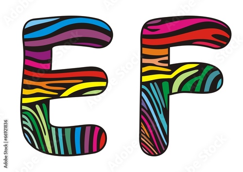 Background skin zebra shaped letter E,F