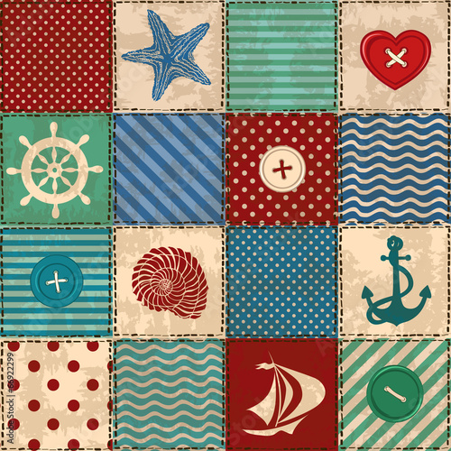 Nautical patchwork seamless pattern