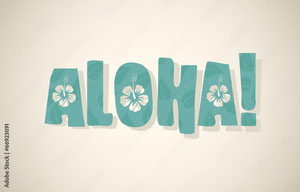 Vector aloha word in retro colors - obrazy, fototapety, plakaty 
