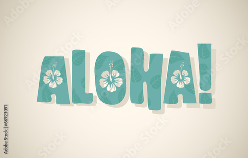 Vector aloha word in retro colors photo