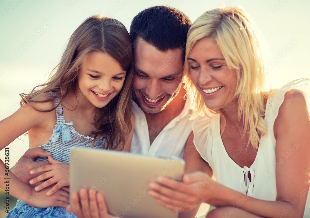 happy family with tablet pc taking picture happy family with tablet pc taking picture