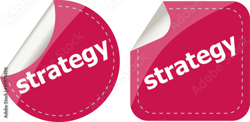 strategy word on stickers button set, label