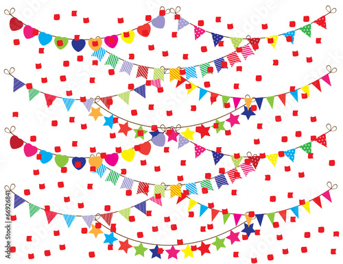 vector bunting background with confetti