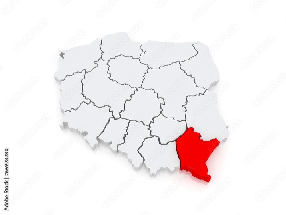 Map of Subcarpathian. Poland. Map of Subcarpathian. Poland.