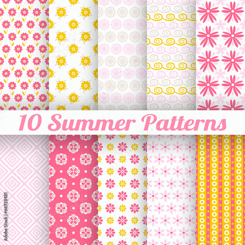 10 Light summer vector seamless patterns (tiling) © Hanna