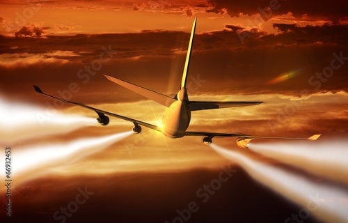 Airliner Flight Rear View