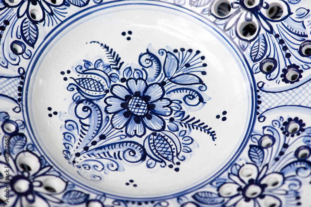 detail of decorative blue ceramic from Modra, Slovakia detail of decorative blue ceramic from Modra, Slovakia