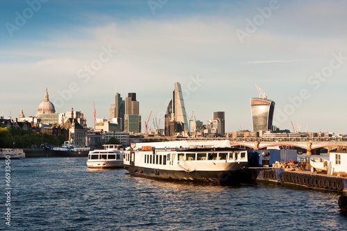 View of City of London from Thames River, London - England
