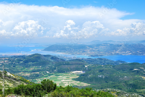 View from the high mountains of Lefkada with Lefkada Capital Tow