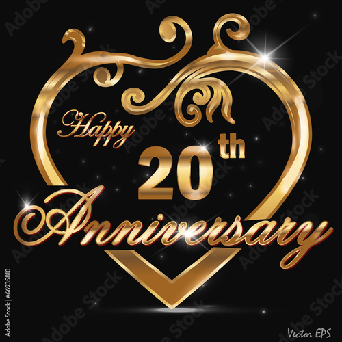 20 year anniversary golden heart card
